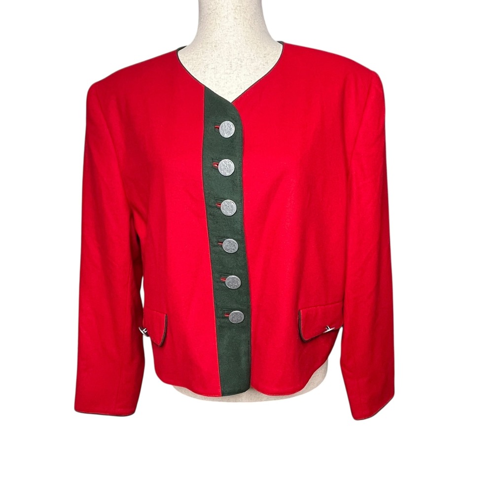 M&G Trachten Lodenjanker Blazer‎ Jacket Women USA 14 German Austrian Folk Wool